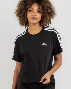Women's Fashion Select Stores 41 ADIDAS Essentials 3 Stripe Cropped T-Shirt