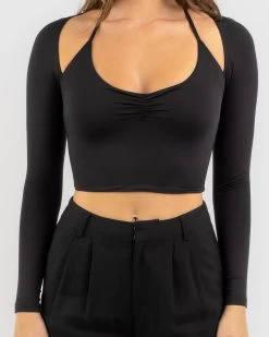 Cold Shoulder Long Sleeve Top -Women's Fashion Select Stores 20354074 02 RT XL