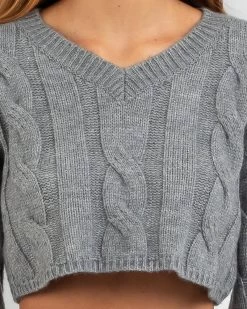 Library Date Crop Cable Knit Jumper -Women's Fashion Select Stores 20356383 06 RT XL