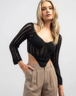 Celine Crochet Corset Long Sleeve Top